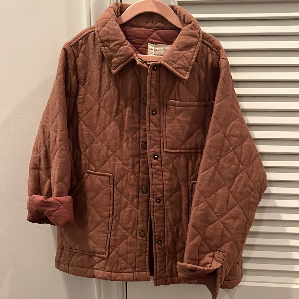 NWT Rylee and Cru Girls Quilted Barn Jacket - Size 8-9 - Brown